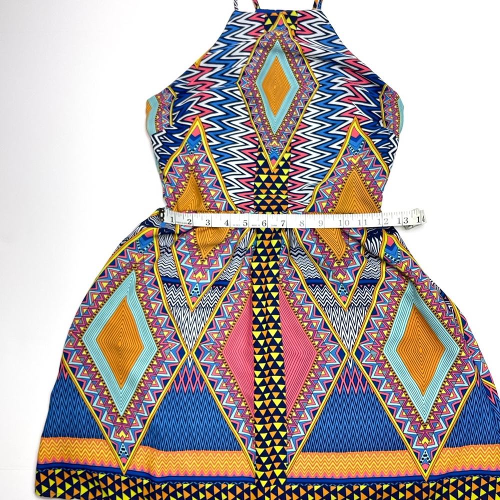 Gianni Bini Aztec A-line Halter Neck Spaghetti Strap Sleeveless Mini Sundress XS - Picture 5 of 7